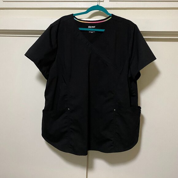 Scrubstar Ultimate, black scrub top with 2 large front pockets, size 3X - Picture 1 of 10